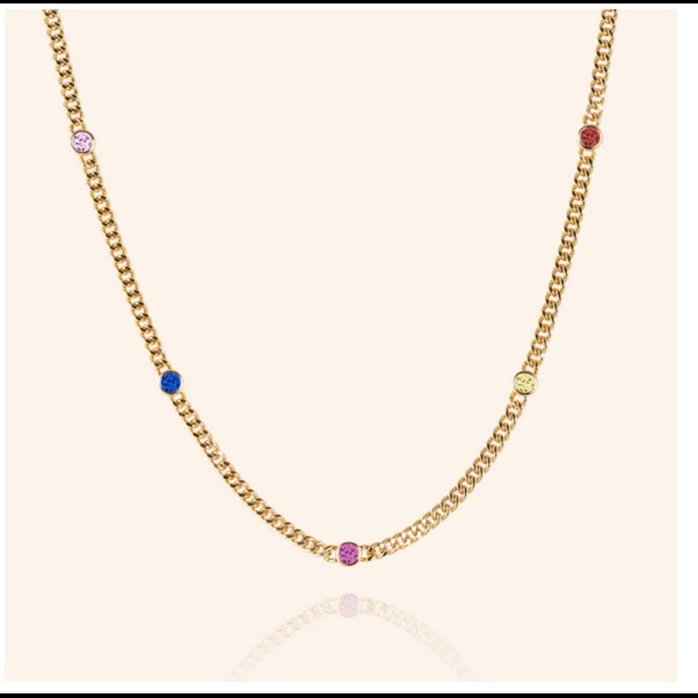 Daniela Swaebe HAPPY AND I KNOW IT 1.9CTW BEZEL SET STATION CURB CHAIN NECKLACE